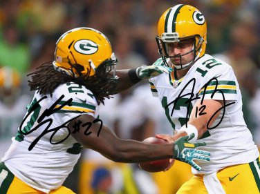 EDDIE LACY & AARON RODGERS SIGNED PHOTO 8X10 RP AUTOGRAPHED * GREEN BAY