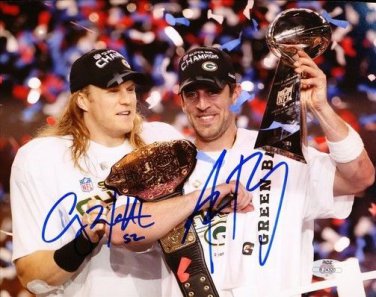 * CLAY MATTHEWS AND ARRON RODGERS SIGNED PHOTO 8X10 RP AUTOGRAPHED