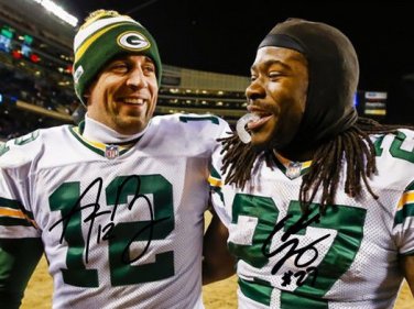 EDDIE LACY AARON RODGERS SIGNED PHOTO 8X10 RP AUTOGRAPHED GREEN BAY PACKERS