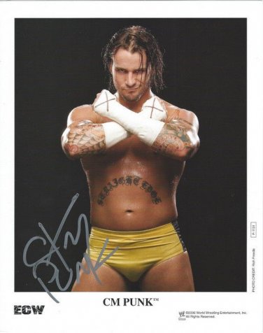 CM PUNK SIGNED PROMO PHOTO 8X10 RP AUTOGRAPHED WWE WRESTLING