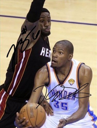 KEVIN DURANT LEBRON JAMES SIGNED PHOTO 8X10 RP AUTOGRAPHED NBA BASKETBALL