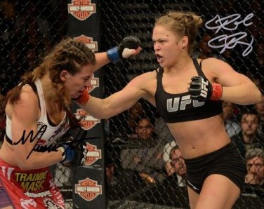 MIESHA TATE RONDA ROUSEY SIGNED PHOTO 8X10 RP AUTOGRAPHED ** STRIKEFORCE **