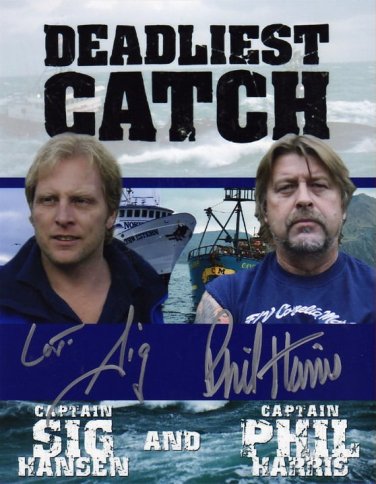 CAPTAINS PHIL HARRIS & SIG HANSEN SIGNED PHOTO 8X10 RP AUTOGRAPH DEADLIEST CATCH