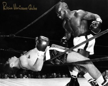RUBIN HURRICANE CARTER SIGNED  PHOTO 8X10 RP AUTOGRAPHED BOXER **
