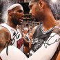 * TIM DUNCAN LEBRON JAMES SIGNED PHOTO 8X10 RP AUTOGRAPHED SAN ANTONIO SPURS