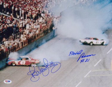 RICHARD PETTY DAVID PEARSON SIGNED PHOTO 8X10 RP AUTOGRAPHED DAYTONA 1976