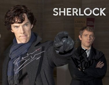 * BENEDICT CUMBERBATCH MARTIN FREEMAN SIGNED PHOTO 8X10 RP AUTOGRAPH SHERLOCK