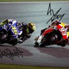 MARC MARQUEZ & VALENTINO ROSSI SIGNED PHOTO 8X10 RP AUTOGRAPHED MOTOGP