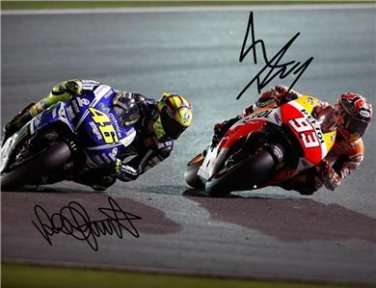 MARC MARQUEZ & VALENTINO ROSSI SIGNED PHOTO 8X10 RP AUTOGRAPHED MOTOGP