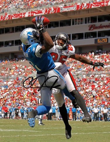 * CALVIN JOHNSON SIGNED PHOTO 8X10 RP AUTOGRAPHED DETROIT LIONS