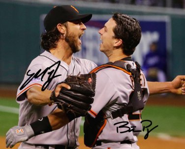 * MADISON BUMGARNER & BUSTER POSEY SIGNED PHOTO 8X10 AUTOGRAPHED * GIANTS BASEBALL
