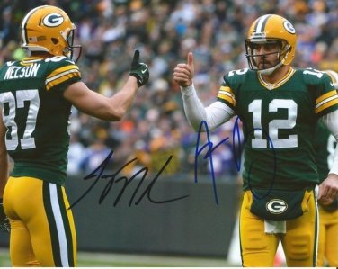 AARON RODGERS & JORDY NELSON SIGNED PHOTO 8X10 AUTOGRAPHED GREEN BAY PACKERS