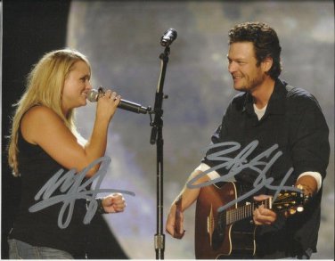 Blake Shelton & Miranda Lambert signed photo 8x10 rp Autographed Platinum