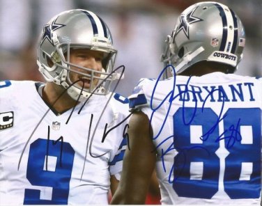 TONY ROMO DEZ BRYANT SIGNED PHOTO 8X10 RP AUTO AUTOGRAPHED DALLAS COWBOYS