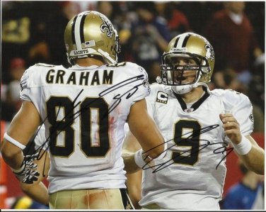DREW BREES & JIMMY GRAHAM SIGNED PHOTO 8X10 RP AUTOGRAPHED NEW ORLEANS SAINTS