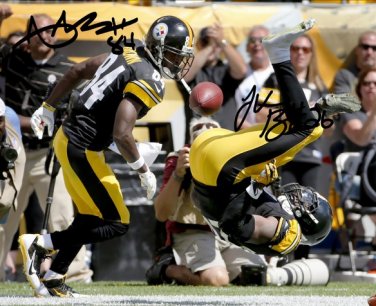 LE'VEON BELL ANTONIO BROWN SIGNED PHOTO 8X10 RP AUTOGRAPHED PITTSBURGH STEELERS