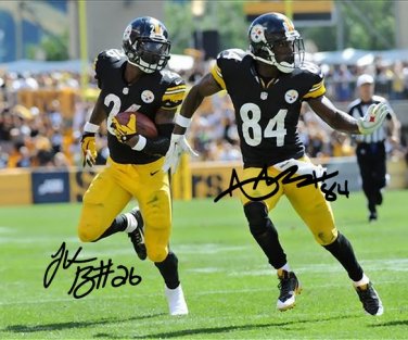 * LE'VEON BELL ANTONIO BROWN SIGNED PHOTO 8X10 RP AUTOGRAPHED PITTSBURGH STEELERS