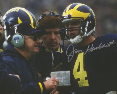 JIM HARBAUGH & BO SCHEMBECHLER SIGNED PHOTO 8X10 RP AUTOGRAPHED MICHIGAN WOLVERINES FOOTBALL