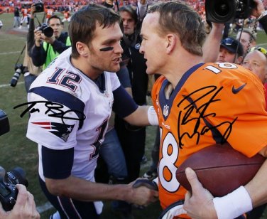 TOM BRADY & PEYTON MANNING SIGNED PHOTO 8X10 RP AUTOGRAPHED BRONCOS PATRIOTS