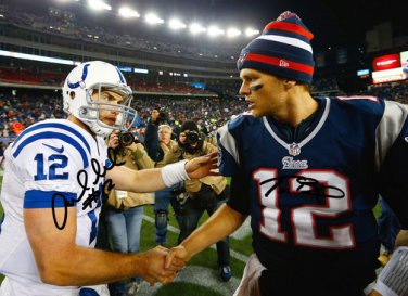TOM BRADY ANDREW LUCK SIGNED PHOTO 8X10 RP AUTOGRAPHED PATRIOTS COLTS