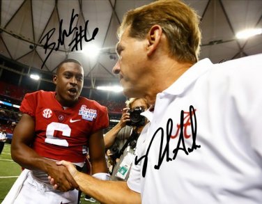 NICK SABAN BLAKE SIMS SIGNED PHOTO 8X10 RP AUTOGRAPHED ALABAMA FOOTBALL !