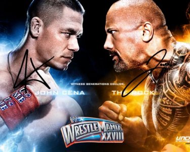 THE ROCK JOHN CENA SIGNED PHOTO 8X10 AUTOGRAPHED DWAYNE JOHNSON WWE WRESTLING