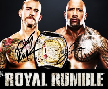 THE ROCK & CM PUNK SIGNED PHOTO 8X10 AUTOGRAPHED DWAYNE JOHNSON WWE WRESTLING