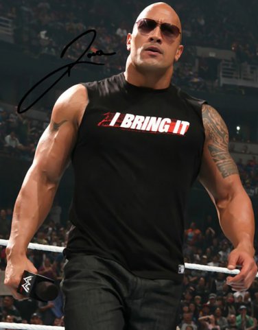 THE ROCK SIGNED PHOTO 8X10 AUTOGRAPHED DWAYNE JOHNSON WWE WRESTLING