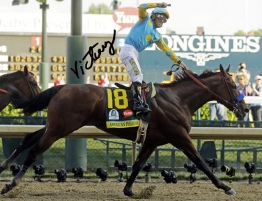 VICTOR ESPINOZA " AMERICAN PHAROAH " SIGNED PHOTO 8X10 RP AUTOGRAPHED KENTUCKY DERBY