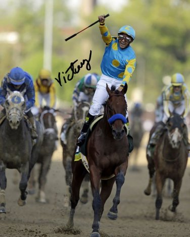 VICTOR ESPINOZA " AMERICAN PHAROAH " SIGNED PHOTO 8X10 RP AUTOGRAPHED KENTUCKY DERBY
