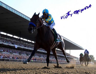 VICTOR ESPINOZA TRIPLE CROWN SIGNED PHOTO 8X10 RP AUTOGRAPHED THE BELMONT STAKES
