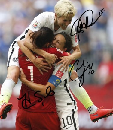 CARLI LLOYD HOPE SOLO & MEGAN RAPINOE SIGNED PHOTO 8X10 RP AUTOGRAPHED FIFA WORLD CUP WOMENS SOCCER