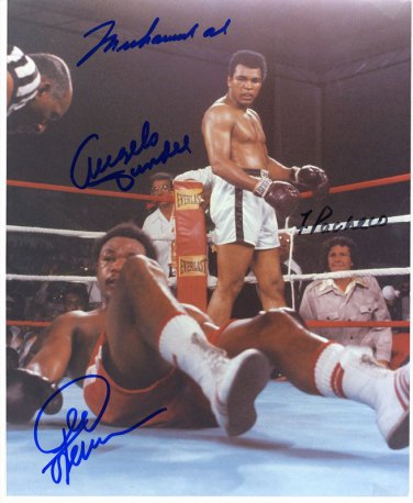 MUHAMMAD ALI GEORGE FOREMAN SIGNED PHOTO 8X10 RP AUTOGRAPH RUMBLE IN THE JUNGLE