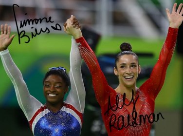 * SIMONE BILES ALY RAISMAN SIGNED PHOTO 8X10 RP AUTOGRAPHED 2016 RIO OLYMPICS