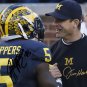 JABRILL PEPPERS & JIM HARBAUGH SIGNED PHOTO 8X10 RP AUTOGRAPHED MICHIGAN GO BLUE