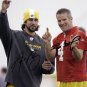 AARON RODGERS BRETT FAVRE SIGNED PHOTO 8X10 RP AUTOGRAPHED GREEN BAY PACKERS