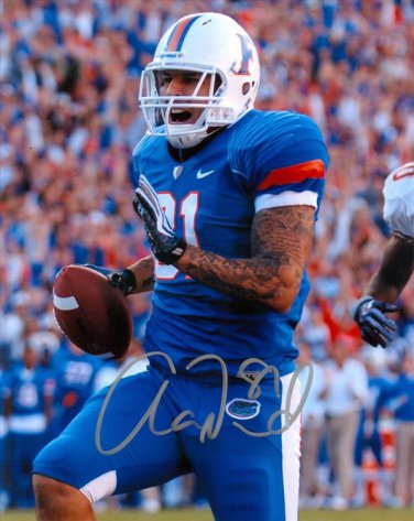 AARON HERNANDEZ SIGNED PHOTO 8X10 RP AUTOGRAPHED FLORIDA GATORS