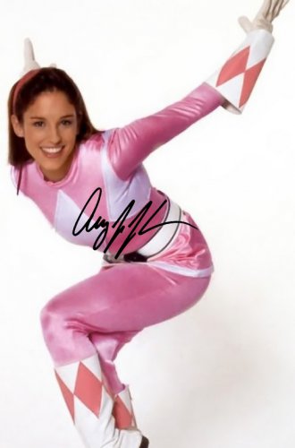 AMY JO JOHNSON SIGNED PHOTO 8X10 RP AUTOGRAPHED PINK POWER RANGER KIMBERLY