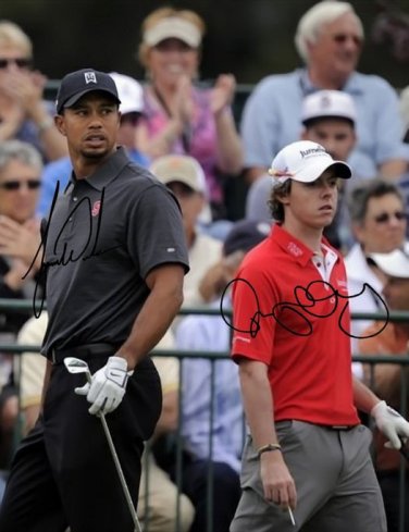 TIGER WOODS & RORY MCILROY SIGNED PHOTO 8X10 RP AUTOGRAPHED GOLF PROS