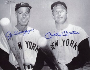 JOE DIMAGGIO MICKEY MANTLE SIGNED PHOTO 8X10 RP AUTOGRAPHED NEW YORK YANKEES