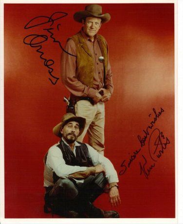 JAMES ARNESS & KEN CURTIS SIGNED PHOTO 8X10 RP AUTOGRAPHED JIM GUNSMOKE CAST