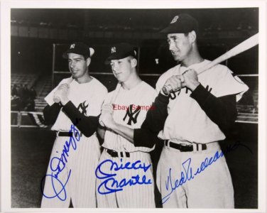 JOE DIMAGGIO MICKEY MANTLE TED WILLIAMS SIGNED PHOTO 8X10 RP AUTOGRAPHED YANKEES