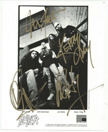SLAYER FULL BAND SIGNED PHOTO 8X10 RP AUTOGRAPHED ALL MEMBERS
