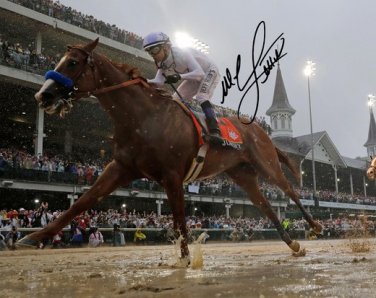 JUSTIFY MIKE SMITH SIGNED PHOTO 8X10 RP AUTOGRAPHED TRIPLE CROWN CHAMPION *