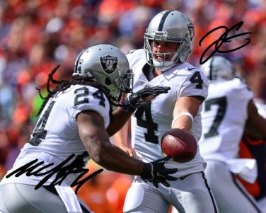 MARSHAWN LYNCH DEREK CARR SIGNED PHOTO 8X10 RP AUTOGRAPHED OAKLAND RAIDERS