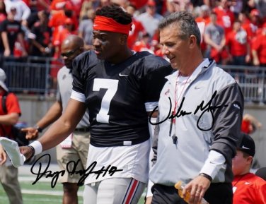 URBAN MEYER & DWAYNE HASKINS JR SIGNED PHOTO 8X10 RP AUTOGRAPHED OHIO STATE