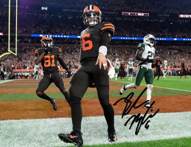 BAKER MAYFIELD SIGNED PHOTO 8X10 RP AUTOGRAPHED CLEVELAND BROWNS FOOTBALL !