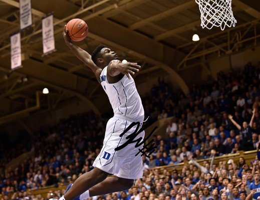 ZION WILLIAMSON SIGNED PHOTO 8X10 RP AUTOGRAPHED DUKE BASKETBALL !