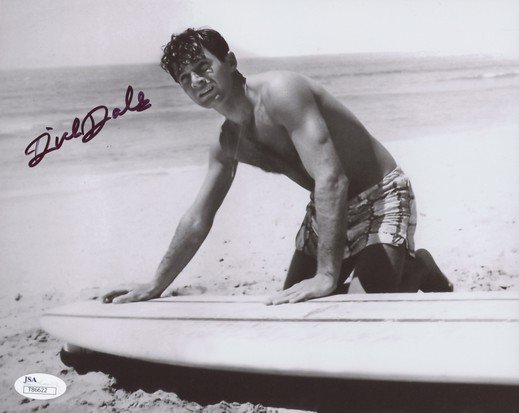 DICK DALE SIGNED PHOTO 8X10 RP AUTOGRAPHED SURFING MUSIC