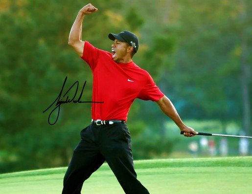 TIGER WOODS SIGNED PHOTO 8X10 RP AUTOGRAPHED 2019 MASTERS WINNER